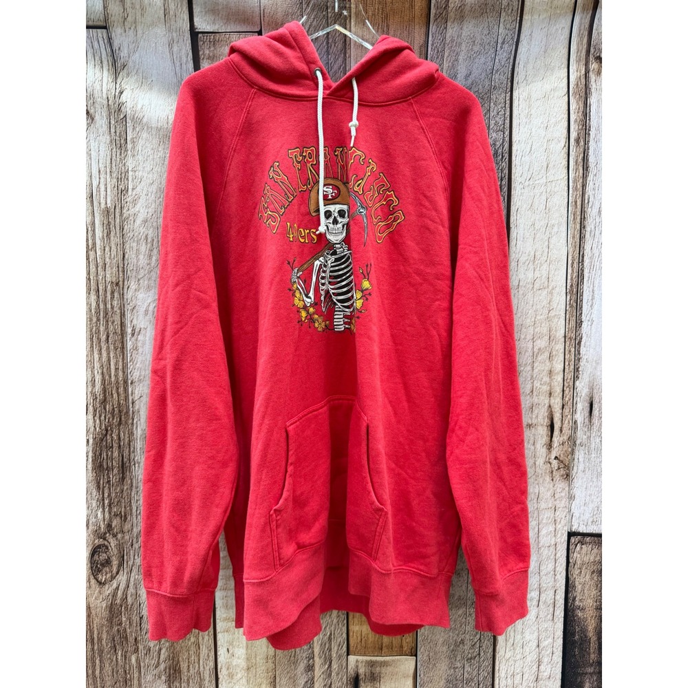 Homage San Francisco 49ers Skeleton Miner Graphic Pullover Hoodie Red Size 3XL